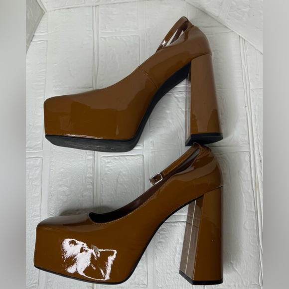 Jeffrey Campbell brown platforms size 8.5 chunky heels neutral minimalist glam - Picture 5 of 9